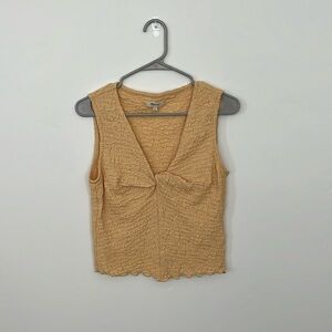 Madewell Popcorn-Knit Twist-Front Sleeveless Top in Yellow